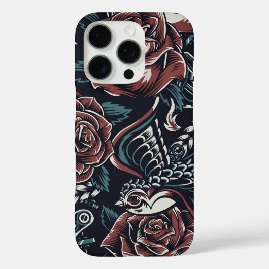 iPhone Case für Rose und Vögel (Rückseite)