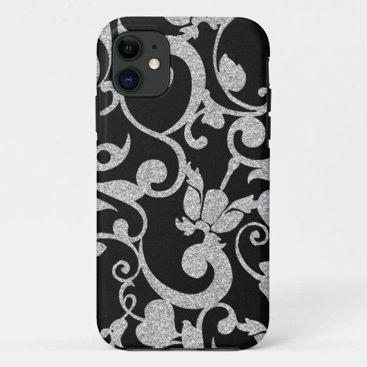 iPhone Case für Schwarz-Silber-Glitzer (Rückseite)