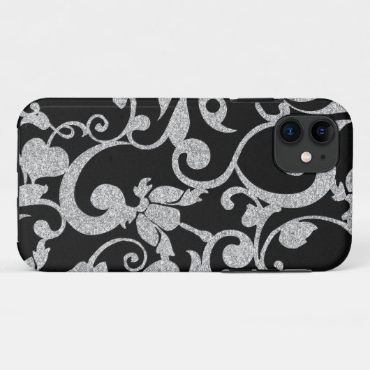 iPhone Case für Schwarz-Silber-Glitzer (Rückseite (Horizontal))