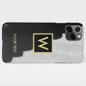 iPhone Case für Schwarz und Gold-elegantes Monogra Hülle (Rückseite (Horizontal))