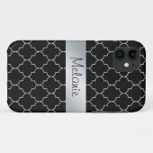 iPhone Case für Schwarz und Silver Monogram (Rückseite (Horizontal))