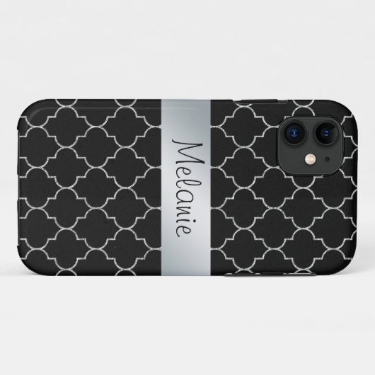 iPhone Case für Schwarz und Silver Monogram (Rückseite (Horizontal))