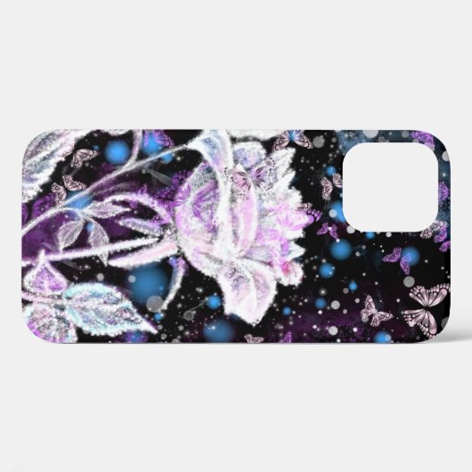 iPhone Case für White Rose und Butterflies (Rückseite (Horizontal))