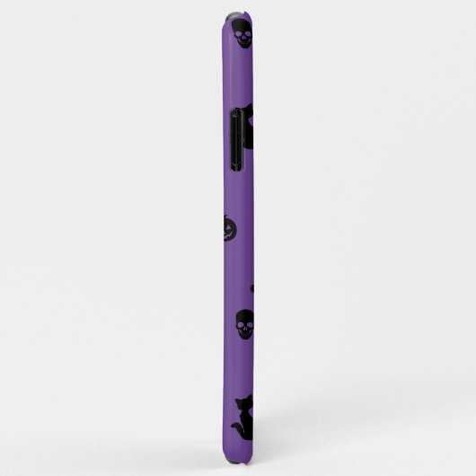 iPhone Case Halloween Muster Blk auf Lila (Hinten/Rechts)