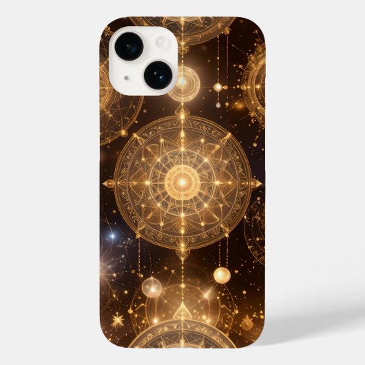 iPhone Case im verzierten Gold Celestial Muster (Rückseite)