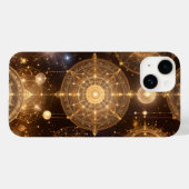 iPhone Case im verzierten Gold Celestial Muster (Rückseite (Horizontal))