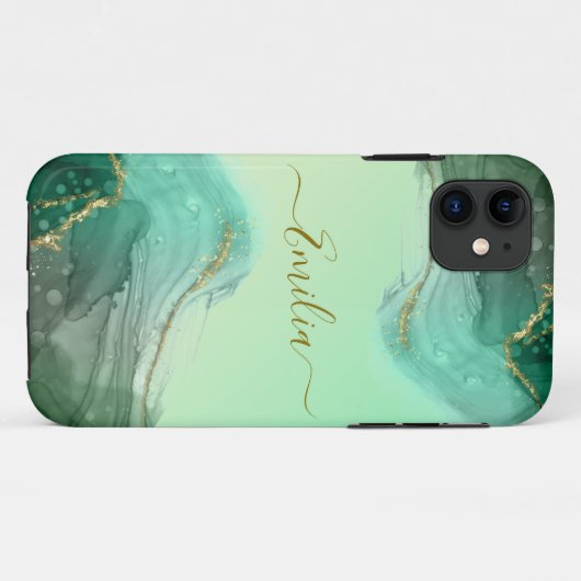 iPhone Case in grün-grün-Marmor (Rückseite (Horizontal))