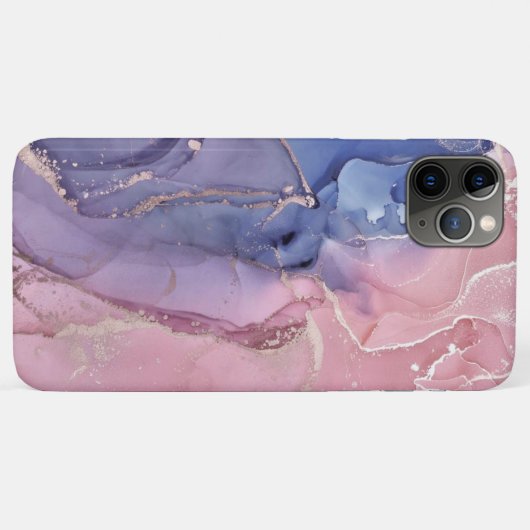 iPhone Case in Rosa und Blau-Marmor (Rückseite (Horizontal))