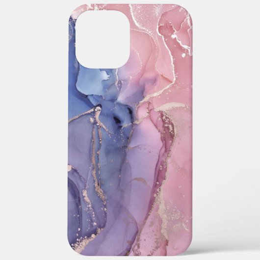 iPhone Case in Rosa und Blau-Marmor (Rückseite)