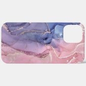 iPhone Case in Rosa und Blau-Marmor (Hinten (horizontal))