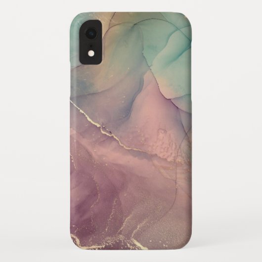 iPhone Case in Rosa und grünem Marmor (Rückseite)