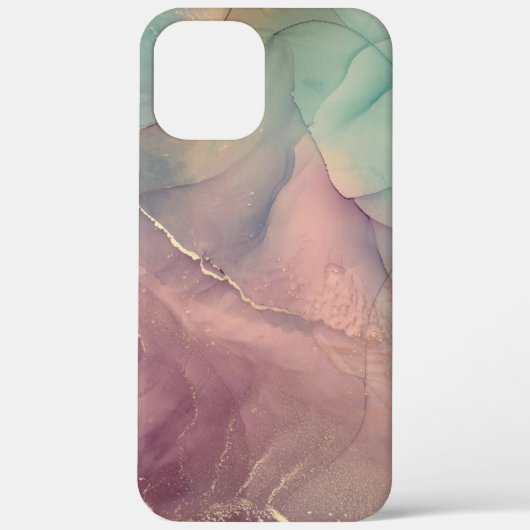 iPhone Case in Rosa und grünem Marmor (Rückseite)