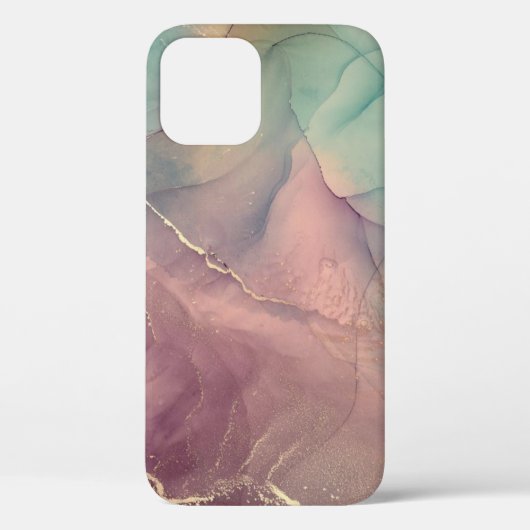 iPhone Case in Rosa und grünem Marmor (Rückseite)