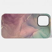 iPhone Case in Rosa und grünem Marmor Hülle (Rückseite (Horizontal))