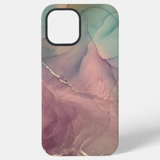 iPhone Case in Rosa und grünem Marmor Hülle (Rückseite)