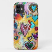 iPhone Case - Mehrfarbig Hearts (Rückseite)