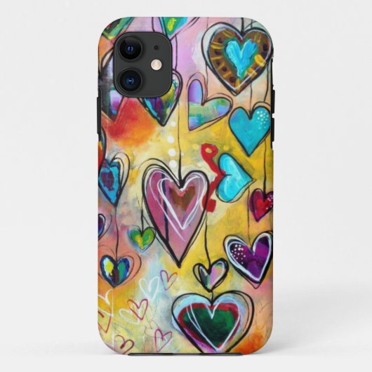 iPhone Case - Mehrfarbig Hearts (Rückseite)