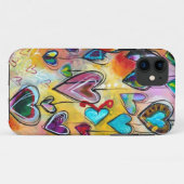 iPhone Case - Mehrfarbig Hearts (Rückseite (Horizontal))