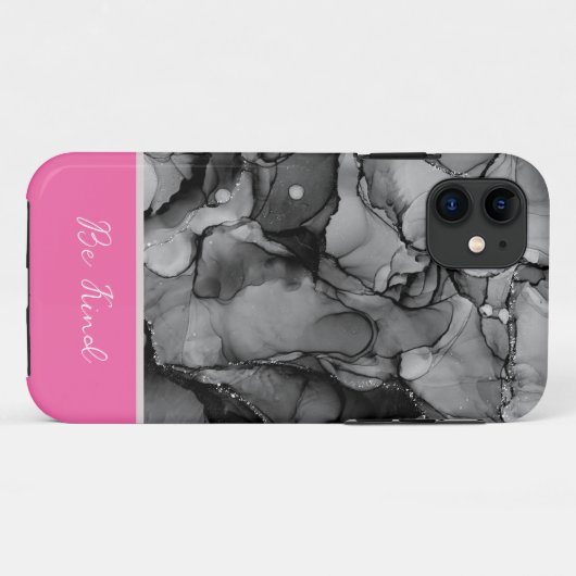 iPhone Case mit abstraktem schwarzem Marmor (Rückseite (Horizontal))