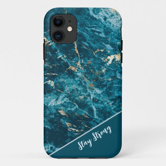 iPhone Case mit abstraktem türkisfarbenem Marmor (Rückseite)