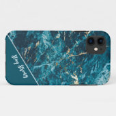 iPhone Case mit abstraktem türkisfarbenem Marmor (Rückseite (Horizontal))