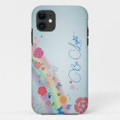 iPhone Case mit abstrakten Aquarellfarben-Blume (Rückseite)