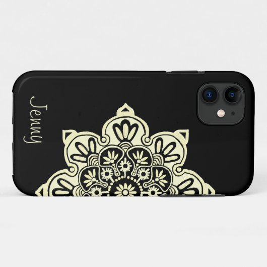 iPhone Case mit Black and Cream Medallions (Rückseite (Horizontal))
