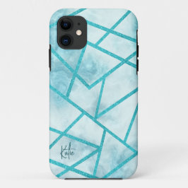 iPhone Case mit Blue Geometric Marble