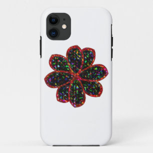 iPhone Case mit Blume für Schwarz und Rot Glitzer