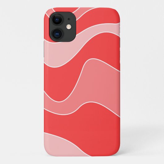 iPhone Case mit einfarbigen Rot-Waves (Rückseite)