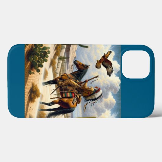 iPhone Case mit indigener Szene (Rückseite (Horizontal))