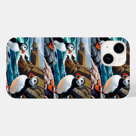 iPhone Case mit isländischen Puffins (Rückseite (Horizontal))