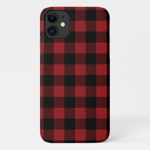 iPhone Case mit Kariertem Karo in Schwarz und Rot 