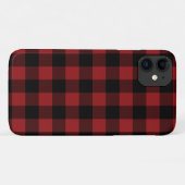 iPhone Case mit Kariertem Karo in Schwarz und Rot  (Rückseite (Horizontal))