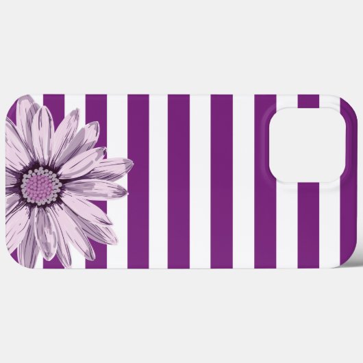 iPhone Case mit lila White Stripe Blume (Rückseite (Horizontal))