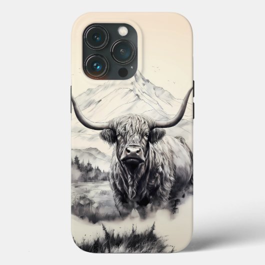 iPhone Case mit majestätischen Bergen im Hochland (Rückseite)