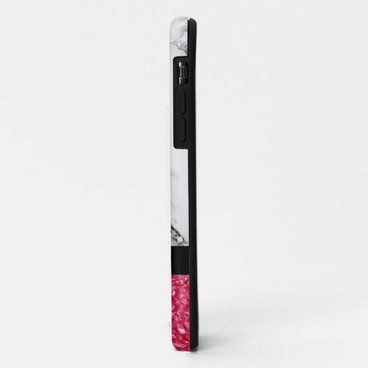 iPhone Case mit marmoriertem und rotem Glitzer (Hinten/Links)