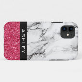 iPhone Case mit marmoriertem und rotem Glitzer (Rückseite (Horizontal))