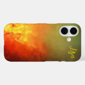 iPhone Case mit personalisiert-gelben Orangen-Feue (Rückseite (Horizontal))
