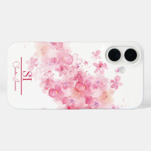 iPhone Case mit personalisierter Floral Monogram (Rückseite (Horizontal))
