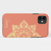 iPhone Case mit Pfirsich und gelber Medaille (Rückseite (Horizontal))