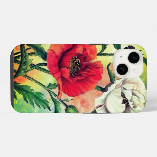 iPhone Case mit Red White Poppies iPhone Hülle (Rückseite (Horizontal))