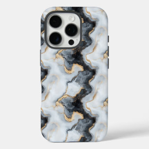 iPhone Case mit Schwarz-Gold- und Weißmarmor-Effek