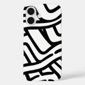 iPhone Case mit schwarz-weiß gebogenen Linien (Rückseite)