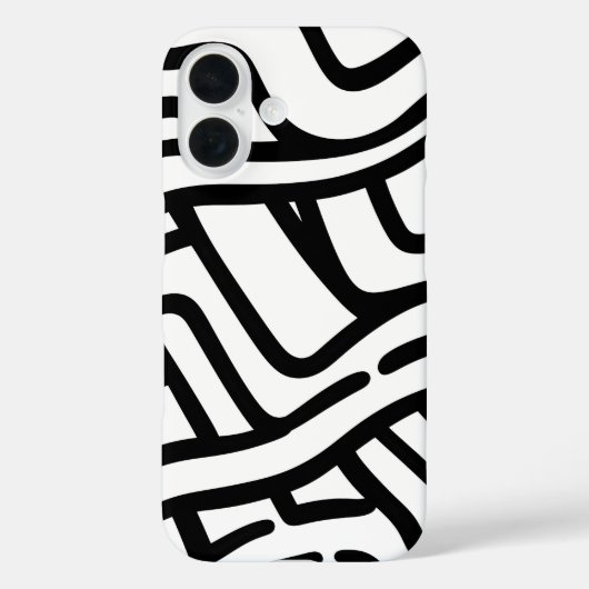 iPhone Case mit schwarz-weiß gebogenen Linien (Rückseite)