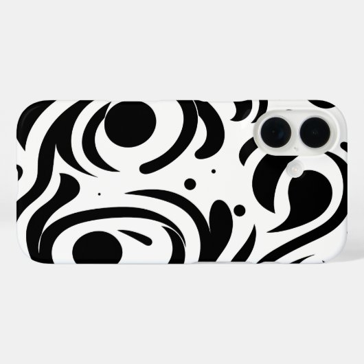 iPhone Case mit schwarz-weiß gebogenen Linien (Rückseite (Horizontal))