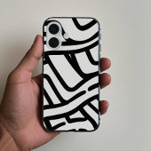 iPhone Case mit schwarz-weiß gebogenen Linien
