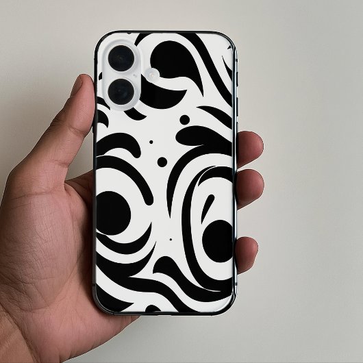iPhone Case mit schwarz-weiß gebogenen Linien
