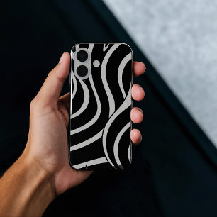 iPhone Case mit schwarz-weiß gebogenen Linien
