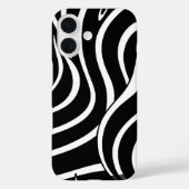 iPhone Case mit schwarz-weiß gebogenen Linien (Rückseite)